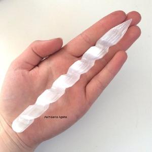 Varita curativa de selenita de cristal Natural, vara curativa en espiral, precio al por mayor - Product Image 1