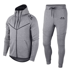 Survêtement Slim Fit pour hommes avec sweat à capuche zippé et pantalon de jogging Vêtements de sport décontractés Ensemble d'entraînement et de fitness Vêtements en gros - Product Image 1