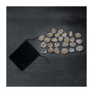 Ensemble de guérison en pierre motif Rune, complet de pierres précieuses gravées avec poche, vente en gros, Agate Feng Shui amour - Product Image 1