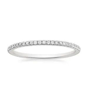 925 Sterling Silver High Quality Pave CZ Stone Stackable Eternity Band Ring Wholesale