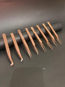 Pinzas de extensión de pestañas de acero inoxidable chapadas en oro rosa con etiqueta privada, Punta puntiaguda, venta al por mayor, pinzas de pestañas de volumen sostenible - Product Image 4