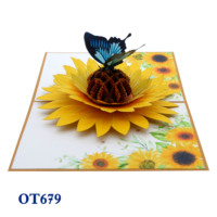 Kartu Pop 3D Bunga Kirigami Bunga Matahari Buatan Tangan Kupu-kupu Bunga Kartu Ucapan Kerajinan Tangan Papercraft Kustom Pernikahan Vietnam