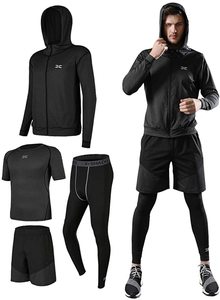 Chándal de 4 piezas para hombre, para gimnasio, trotar y entrenar, alta calidad, precio barato - Product Image 4