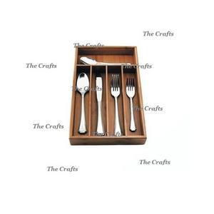 Porte-couverts en bois de forme rectangulaire avec cinq fentes Plateau à couverts de qualité supérieure aux prix de gros - Product Image 1