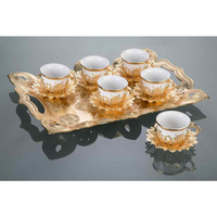 Service de tasses à café en céramique multi-couleurs, argenté turc or, vaisselle grecque, bohème, marocain, tasse à thé, arabe, tasses à café