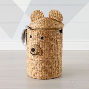 Bear Basket Woven Kid Toy Poubelle de rangement avec couvercle pour la salle de bain et les vêtements - Product Image 5