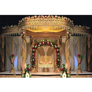 Mandap de boda de cristal de fibra dorada, elegante, para boda, nuevo - Product Image 1