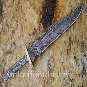Mano Forjado de acero de Damasco cuchillo hermoso hoja en blanco con latón guardia por sm cuchillo de la industria (smk1997) - Product Image 3