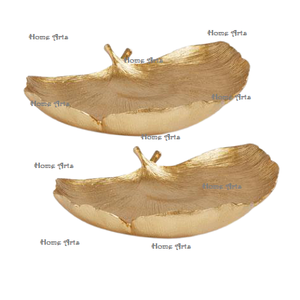 Plat de service exclusif de qualité feuille fait à la main en aluminium couleur or plat de service de dessert à un prix abordable - Product Image 2