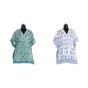 Vestido caftán de seda de alta calidad para mujer Diseño de estampado de bloque original Estilo sexy para Tallas grandes - Product Image 1
