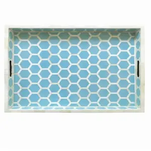 Bandeja de Servir de Resina con Incrustaciones de Hueso Estilo Americano con Elementos de Madera, Diseño Decorativo para Regalos Empresariales, Hecho en [Lugar de Fabricación] - Product Image 1