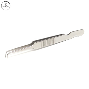 Pinzas de pestañas de acero inoxidable con logotipo personalizado profesional al por mayor nuevo diseño extensión de pestañas inclinadas fibra puntiaguda privada - Product Image 5