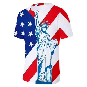 Men's American Flag Eagle Print T Shirt Summer Casual O Neck Short Sleeve Loose Fit Graphic Tee Streetwear Patriotic USA T-Shirt - Product Image 2
