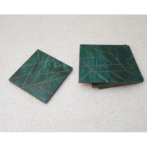 Ensemble de 4 dessous de verre en bois, résine et pierre, accessoires de cuisine, cascade de thé poli de qualité supérieure - Product Image 2