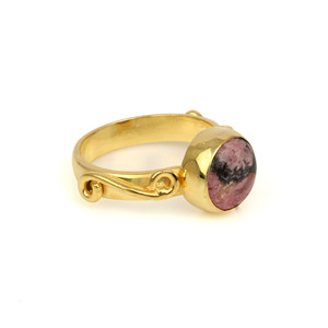 2025 Best Selling 925 Sterling Silver <b>Fine</b> <b>Ring</b> Natural Gemstone Rhodonite 10mm Gold Plated Custom Eternity Bezel Setting - Product Image 6