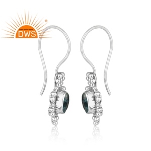 925 Silver Girls Hook <b>Earring</b> Boho Jewelry Supplier Best Selling <b>Blue</b> <b>Topaz</b> <b>Earrings</b> Vintage Look Jewelry Manufacturer - Product Image 2