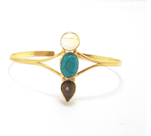 Pulsera chapada en oro con piedra pulsera hecha a mano - Product Image 1