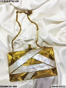 Brass Mother of Pearl <b>Clutches</b> | Handmade Designer Evening <b>Bridal</b> Ladies Brass MOP <b>Clutch</b> <b>Bag</b> - Product Image 2