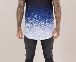 Camiseta de hombre con diseño de sublimación personalizado de color negro y azul Camiseta de hombre de cuello redondo en blanco liso a granel de fábrica - Product Image 6