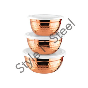 Premium Storage Stainless Steel Mixing <b>Bowls</b> Set Airtight <b>Lid</b> German <b>Bowl</b> <b>with</b> Outside <b>Lid</b> and Hammering Stainless Steel - Product Image 4