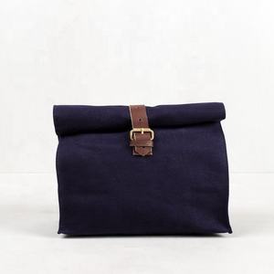 Custom Logo Eco-Friendly Heavy Cotton Canvas <b>Lunch</b> Box Travel Cosmetic <b>Bag</b> with Letter Pattern and Buckle Closure - Product Image 4