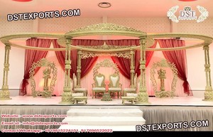 Mandap de madera de boda exclusivo, instalación elegante, diseño de madera, indio, flor, tallado a mano - Product Image 6