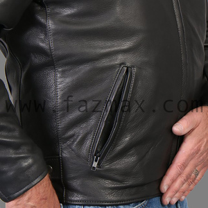Veste de moto en cuir de vachette épais véritable pour hommes de qualité supérieure fermeture à glissière imperméable respirant grande taille pour la saison d'automne - Product Image 3