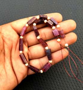 15 Pieces Natural <b>Ruby</b> Gemstone 1 Strand Faceted Nuggets Beads for Jewelry Making <b>Bracelet</b> Necklace Earring July Birthstone - Product Image 3