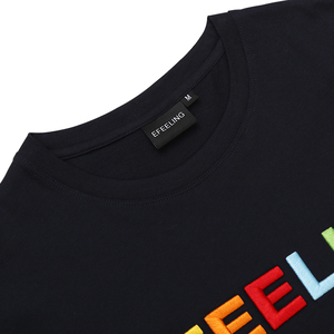 Mens Gradient Color Embroidered Casual Short Sleeve T-<b>Shirt</b> - Product Image 3