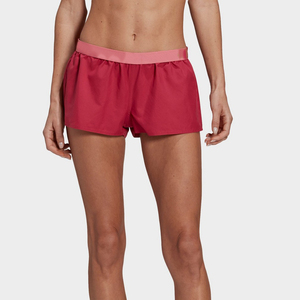 Pantalones cortos lisos de tela personalizados para mujer, pantalones cortos lisos de poliéster y algodón con cintura elástica para correr medio, venta al por mayor - Product Image 1