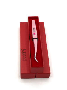 Pince à épiler professionnelle pour extensions de cils, nouvelle génération, rose clair, revêtement en poudre, pointe argentée en acier inoxydable, antistatique, 10 mm - Product Image 4