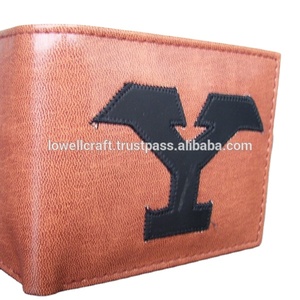 Brown Color Y Alphabet Unisex PU <b>Trifold</b> <b>Wallets</b> with Hook & Loop Closure Durable Faux Leather Lining - Product Image 2