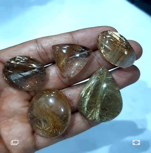 AAA Grade Natural Golden Rutile Cabochon Best Looking Smooth Loose Gems for Jewelry and <b>Moon</b> Carving IGI Certified - Product Image 1