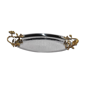 Plateau de service de nourriture d'hôtel et de Restaurant, plateau de nourriture en acier inoxydable poli au nickel de meilleure qualité avec poignées de créateur - Product Image 4