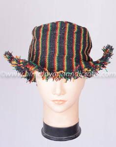 Black Rasta-Sombrero de lona de algodón y cáñamo, HSH 0024 A - Product Image 1