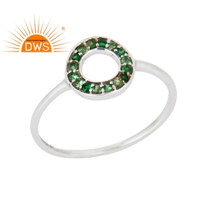 Anillo de boda de oro blanco Original para mujer, anillo de diseño hecho a mano, Gema de Color verde, proveedor - Product Image 1
