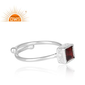 Bague en argent sterling 925 pour filles, anneaux carrés en pierre précieuse, vente en gros, bijoux - Product Image 3