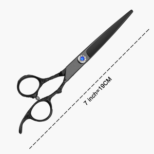 Ciseaux de coiffure professionnels en acier inoxydable noir de 7 pouces avec étui en cuir PU pour la vente en gros - Product Image 2
