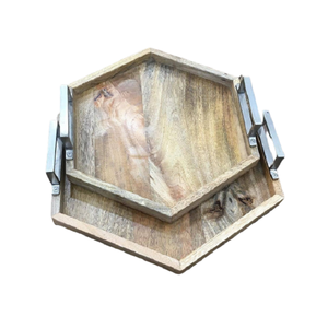 Bandeja de desayuno de madera con forma hexagonal para el hogar, restaurante, accesorios de cocina, bandeja para servir a precios asequibles - Product Image 1