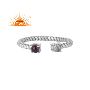 Hot Selling Oxidized Sterling Silver <b>Ring</b> <b>Amethyst</b> and Rainbow Gemstone <b>Ring</b> Antique <b>Rings</b> Jewelry Wholesale - Product Image 1