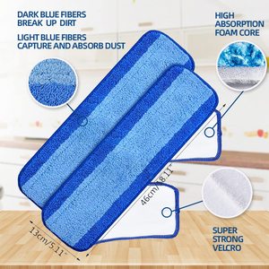 Balai rotatif, remplacement de sol, éponge de nettoyage en microfibre pour bois dur, lingettes réutilisables - Product Image 5