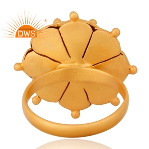 Handcrafted Yellow Gold Plated 925 Sterling <b>Plain</b> Silver Cocktail <b>Ring</b> Jewelry Wholesale Vintage Collection - Product Image 2