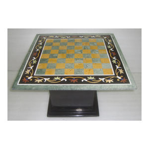 Handmade Chess Design Beautiful Marble Table And Base Set - Product Image 1