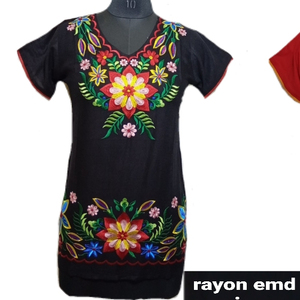 Vestido Maxi de Rayón, Elegante, Multicolor, Diseño Mexicano, Estilo Boho, Moda Tradicional 2022, Vintage, Verano - Product Image 1