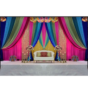 Hermosa Mehndi/Sangeet etapa decoración Fondo Glam de la boda Punjabi Fondo decoración Punjabi Mehndi función cortinas - Product Image 1