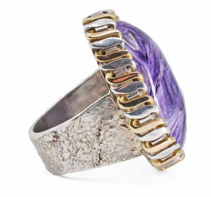 Fabuloso diseño 925 plata esterlina sólida Charoite Real piedra preciosa anillo eternidad Vermeil anillos indio al por mayor joyería fina - Product Image 3