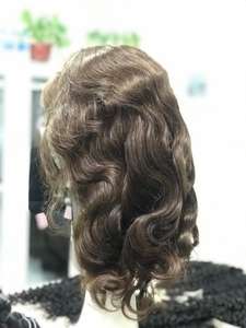 Haute qualité vierge Remy perruque de cheveux humains brun ondulé tissage Extension dentelle transparente couleur claire prix de gros pour le noir - Product Image 3