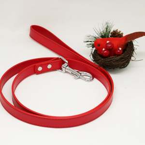 Flat <b>Red</b> Leather Leash 5 ft New Style Handmade Real Leather Making Rope Leash - Product Image 1