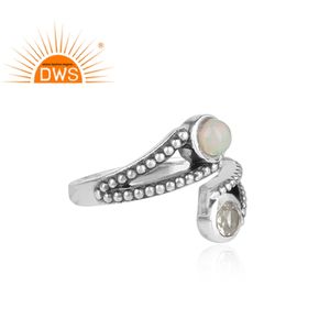 Bague en pierre précieuse opale éthiopienne et Quartz pour femmes, argent Sterling 925, nouvelle collection - Product Image 3