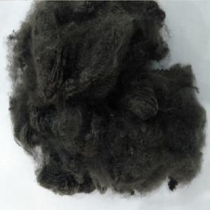 Fibra de grapa de poliéster reciclada 6D 100% negra sólida GRS certificada para material de relleno de ropa - Product Image 3